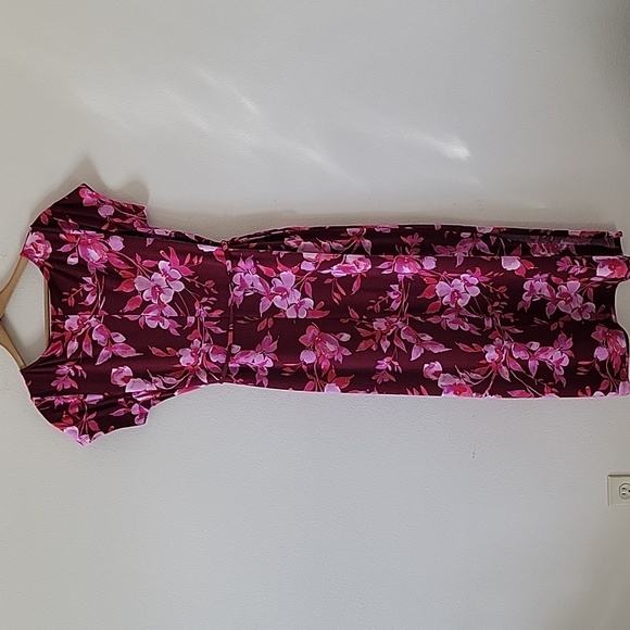J Jill Magenta Floral Cotton Modal Maxi Dress Tassel Tie Size Small - Picture 5 of 10